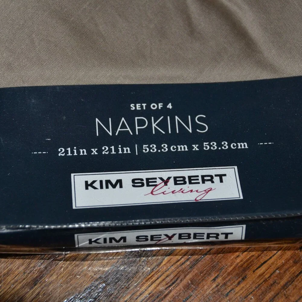 4 KIM SEYBERT LIVING LINENS BIAS TAUPE KHAKI BROWN COTTON SILK 21